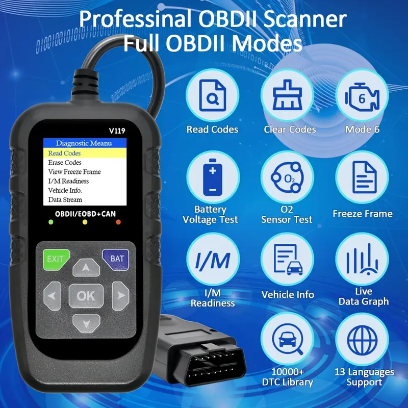 V119 OBD2 Scanner Code Reader  - Logic Analyzer Usb review and price