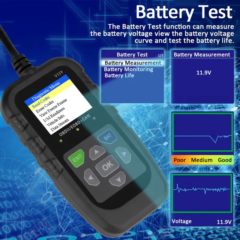 V119 OBD2 Scanner Code Reader  - Logic Analyzer Usb review and price